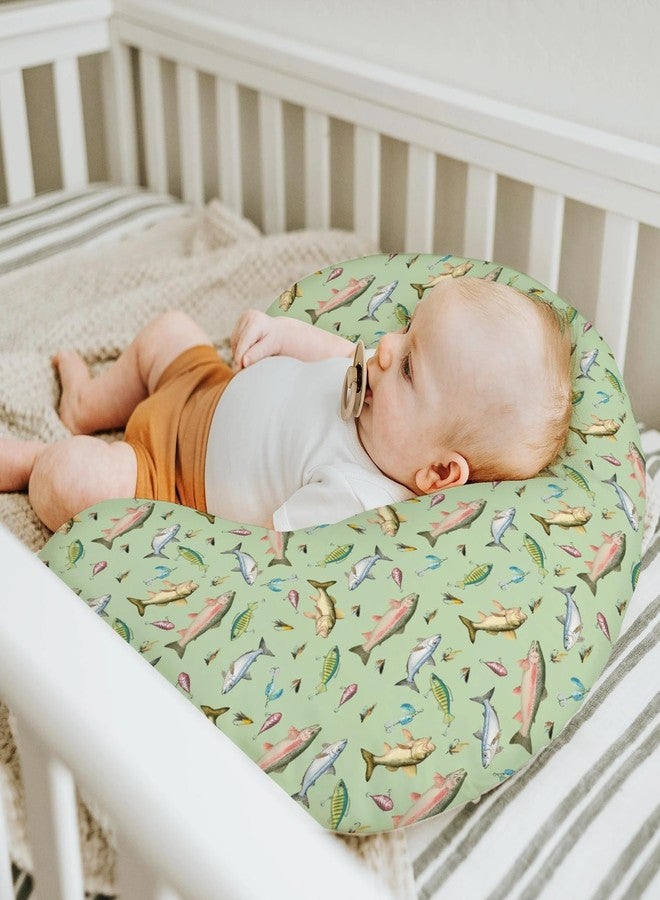 ZoUbqchY Fishing Baby Nursing Pillow Covers for Boy Girl Freshwater Fishes Lures Nursing Slipcovers for Breastfeeding Pillows Soft Stretchy Lake Outdoors Fishing Lovers Gift Removable Cover for Newborn Infant - Image 5